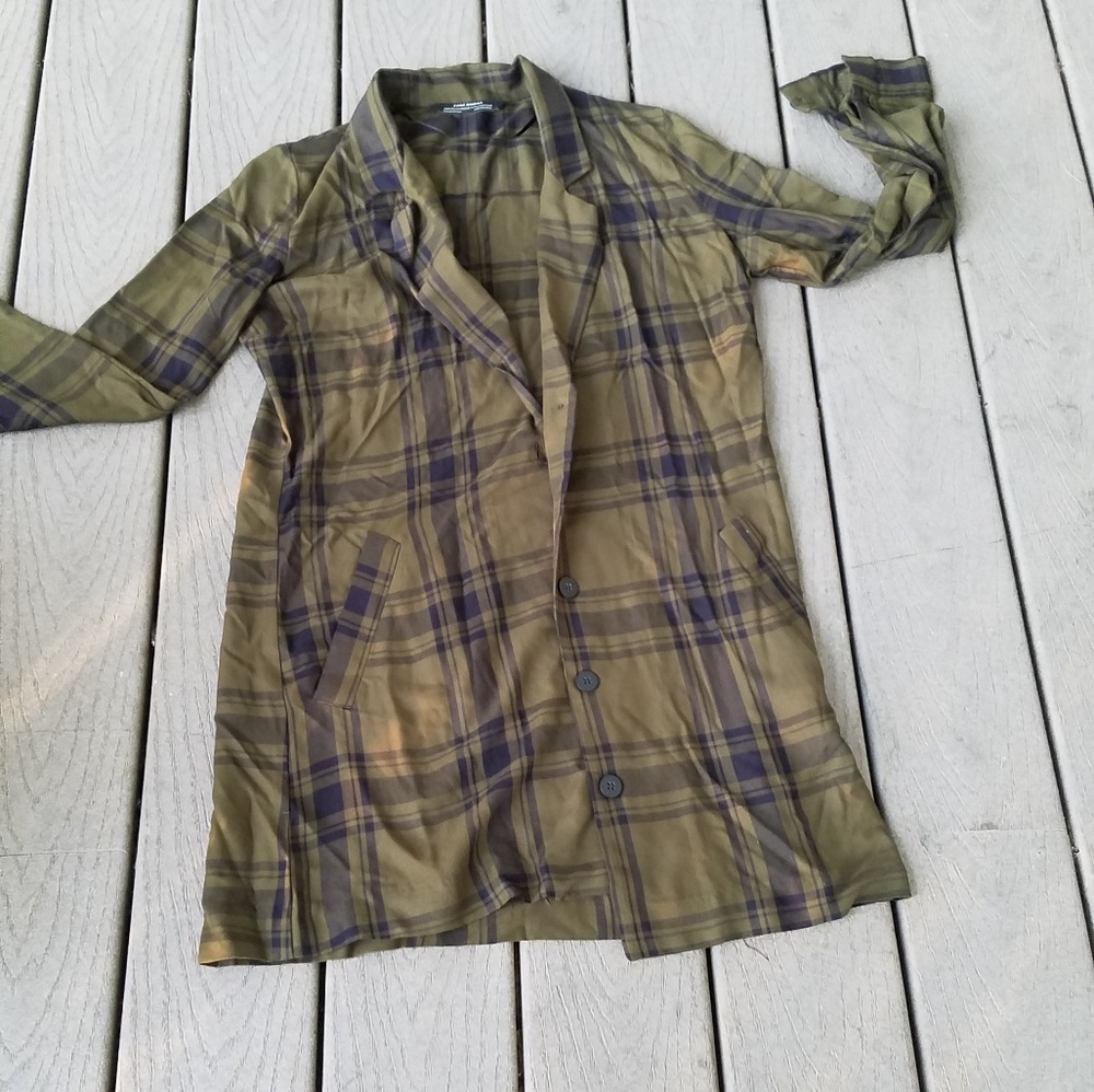 Anthropologie Long Blazer Olive Size 6